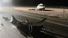Tragická nehoda mercedesu a Fiatu Punto mezi Hulínem a Kromíí.