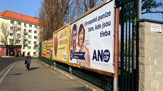 Billboard politického hnutí ANO před květnovými volbanmi do Evropského...
