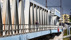 Zvedací železniční most ve středočeském Kolíně (březen 2014)