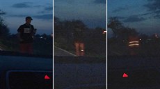 Chodec v be�ném oble�ení (zleva), s reflexní páskou a s reflexní vestou