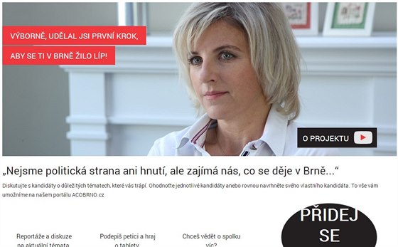 Titulní strana internetových stránek spolku A co Brno?