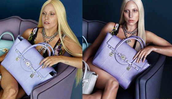 Lady Gaga pro Versace bez retue a po úprav ve photoshopu