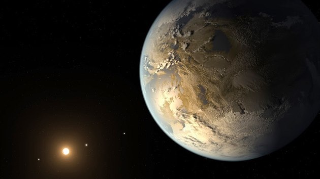 Obrázek planety Kepler-186f, která je velikostí podobná Zemi,  podle pedstav...