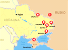 MAPA: Situace na východ Ukrajiny