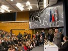 Prezident Milo Zeman na hradecké univerzit (15.4.2014).