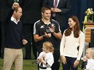 Princ William a jeho manelka Kate na ragbyovém stadionu v Dunedinu (13. dubna...