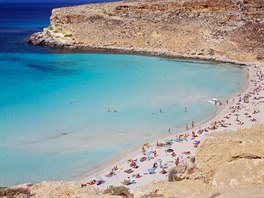 Baia dei Conigli (Rabbit Beach), Lampedusa, Sicílie