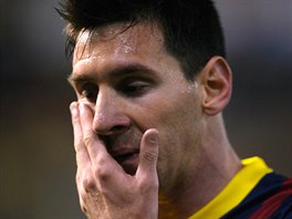Lionel Messi z Barcelony je zklaman z porky ve finle panlskho pohru.