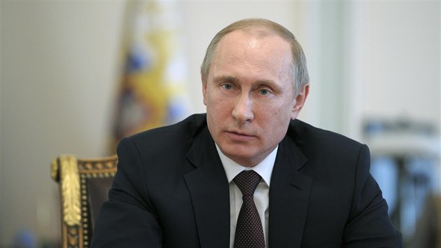 Ruský prezident Vladimir Putin se účastní zasedání Rady bezpečnosti OSN (11. dubna 2014).