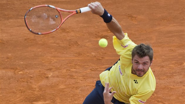 vcarsk tenista Stanislas Wawrinka bhem semifinle proti Davidu Ferrerovi na turnaji v Monte Carlu