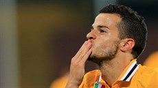 Sebastian Giovinco z Juventusu slaví sv�j gól proti Udine.