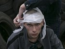 Zranný stoupenec Moskvy v Mariupolu (24. dubna 2014)