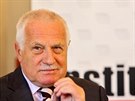 Exprezident Václav Klaus na brífinku k desátému výroí vstupu eska do Evropské...