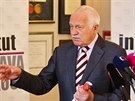 Exprezident Václav Klaus na brífinku k desátému výroí vstupu eska do Evropské...