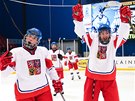 etí hokejisté do 18 let se radují z postupu do semifinále mistrovství svta. 