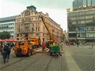 Oprava tramvajové trat na Václavském námstí