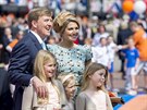 Nizozemský král Vilém-Alexandr, královna Máxima a jejich dcery, princezny...
