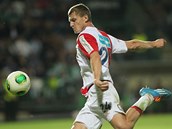 Tom Necid, tonk Slavie, v utkn proti Bohemians.