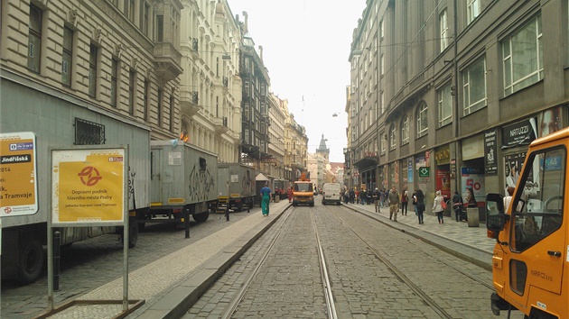 Oprava tramvajové trat u Václavského námstí