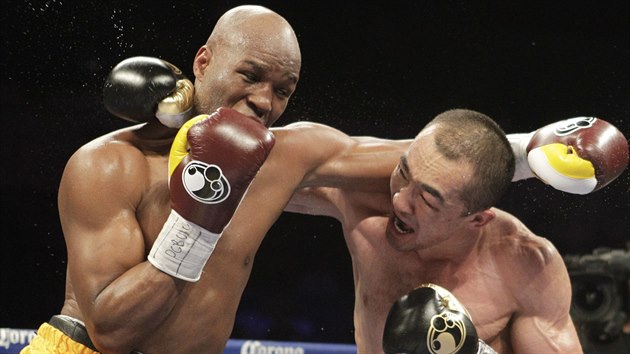 Bernard Hopkins (vlevo) v tvrd vmn der s  Beibutem umenovem.