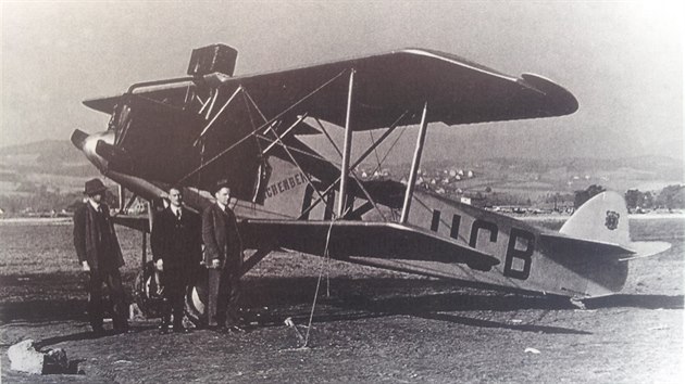 Dopravn letadlo Aero A-22 na libereckm letiti v 30. letech 20. stolet.