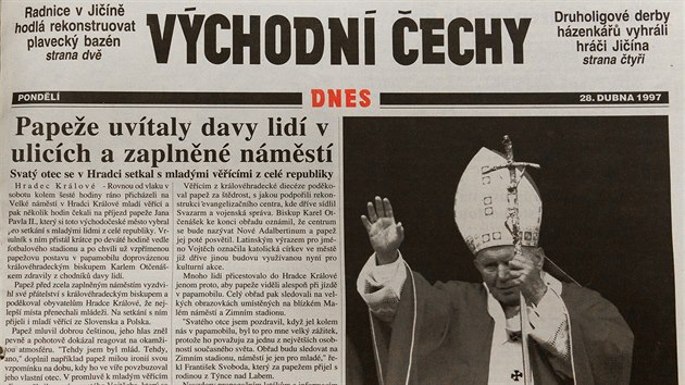 O nvtv papee Jana Pavla II. v Hradci Krlov v dubnu 1997 referovala tehdej Mlad fronta DNES.