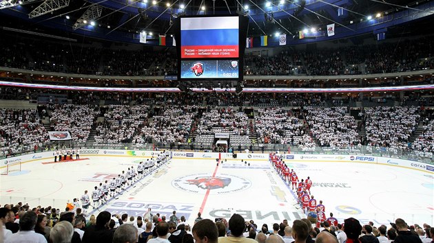 Prask O2 arena ped finle KHL mezi Lvem a Magnitogorskem.