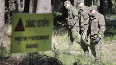 Vojáky vybavené technikou na vyhledávání nevybuchlé munice a dal�ích vojenských materiál� bylo mo�né spat�it v brdských lesích u� loni na ja�e.