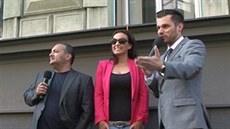 Patrik Hezucký, Lucie ilhánová a Leo Mare ped rádiem Evropa 2 (25. dubna...