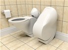 Skládací toaleta nazvaná Iota má pkný futuristický vzhled.