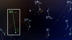 Snímky z radaru ízení letového provozu Lisabon ukazuje polohu letadla Jiího