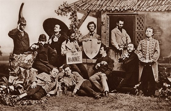 Josef Böttinger, Žertovný snímek plzeňské pánské společnosti, 1870 (Z knihy...