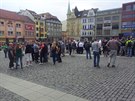 Námstí míru v Ústí nad Labem, kde se scházejí píznivci Dlnické strany...