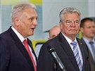 N�meck� prezident Joachim Gauck a �esk� hlava st�tu Milo� Zeman na n�v�t�v�...