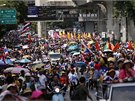 Ulicemi Bangkoku proel protestní pochod, podle odhad policie se jej mohlo
