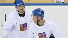 Vladimír Sobotka (vpravo) na tréninku s Jaromírem Jágrem.