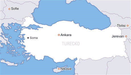 MAPA: Tureck msto Soma, kde dolo k zavalen hornk