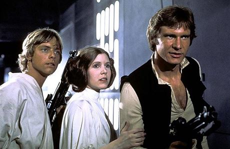 Mark Hamill, Carrie Fisherová a Harrison Ford ve filmu  Hvzdné války: Epizoda...