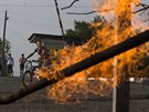 Plynové potrubí nedaleko Slavjansku pokodila palba z minometu (19. kvtna...