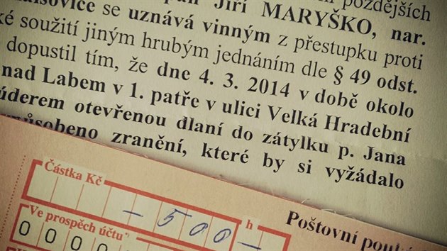 Herec Jií Maryko dostal za facku radnímu pokutu 500 korun.