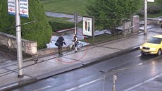 Hledaný mu pi incidentu s cyklistkou na Palackého námstí (26.4.2014)