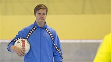 Roman Vlach na prvním tréninku hokejist Zlína.