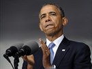 Barack Obama bhem svého vystoupení na vojenské akademii West Point, kde...