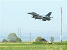 Letecká podpora v podob stroje F-16 na cviení Unified Vision v Norsku