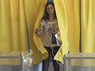 Volební místnost v Dnpropetrovsku (25. kvtna 2014)