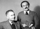 Adolf Hoffmeister (vpravo) s Louisem Aragonem na fotografii Stai Fleischmannové