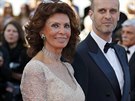 Sophia Lorenová a její syn Edoardo Ponti (Cannes, 20. kvtna 2014)