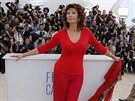 Sophia Lorenová v záí oslaví 80. narozeniny (Cannes, 21. kvtna 2014).