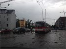 Pívalové det zaplavily silnice v Ústí nad Labem (24. 5. 2014).