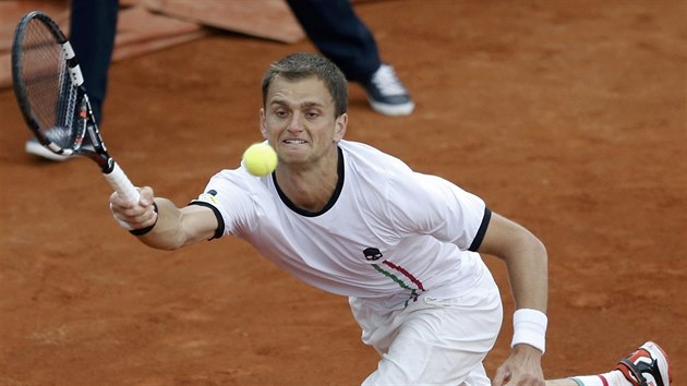 Aleksandr Nedovjesov dobh mek v utkn s Tomem Berdychem.